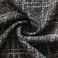 Haute Qualité Designer Stretch TC Tricoté Tweed Tissu Fil Teint Noir Vérifier Jacquard pour Garçons Costumes Décontractés Robes Jupes