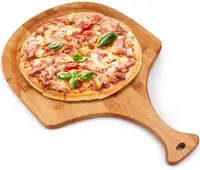 Kulit Pizza Bambu, Papan Charcuterie Penyaji Kayu, Papan Talenan Pizza dengan Pegangan