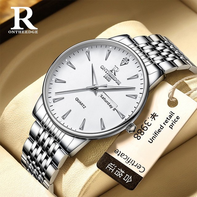 2026 TopSale Luxury Quartz Watch for Men Waterproof Stainless Steel Sapphire Glass Moissanite Watch PointerDial Moissanite Watch