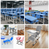 Ensemble chaise et bureau pliants réglables en hauteur pour les élèves du primaire et du collège, idéal pour la pause déjeuner en classe