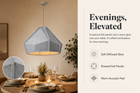 Lampe suspendue rectangulaire en feutre PET gris de style européen moderne, lumière LED blanc chaud, hauteur réglable, protection des yeux, CRI 90, garantie 5 ans