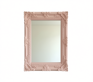 กระจกติดผนังสไตล์บาโรก ลายดอกไม้สีชมพูและสีฟ้า กรอบเรซิ่นทรงสี่เหลี่ยมผืนผ้า ขนาด 33x37 ซม. กระจกตกแต่งบ้าน - Product Image 1