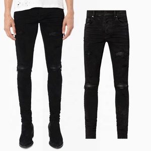 <span class=keywords><strong>Jeans</strong></span> pour hommes noirs déchirés de haute qualité en gros OEM, vêtements pour hommes fabriqués en Chine - Product Image 1