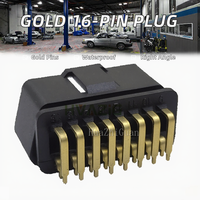 24V 12V Vergoldeter 90-Grad-Winkel PCB-Lötanschluss OBD-Diagnose Auto-Stecker J1962 16-Pin Kupfergehäuse-Verbinder