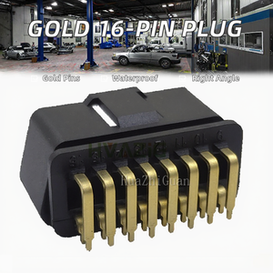 ขั้วต่อหัวเสียบ OBD สำหรับวินิจฉัยรถยนต์ 24V 12V ชุบทอง 90 องศา แบบมุมฉาก สำหรับบอร์ด PCB  แบบเชื่อมต่อ 16 พิน  ตัวเรือนทองแดง J1962 - Product Image 2