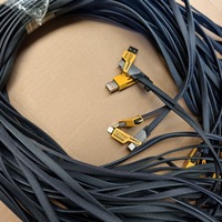 Kabel Pengisian Cepat 4 in 1 PD 27W 65W Kabel Pengisian Daya Paduan Seng Kabel Data USB Tipe C Kepang Datar untuk Ponsel