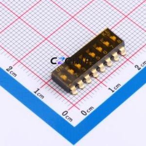 2.54-8P TPPT DIP Switch SMD Switch Flat Toggle, Groove Type Single Pole Single Throw 8 Gull Wing Type - Product Image 1