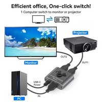 Commutateur 2-en-1 8K 60Hz DP 1.4 en alliage d'aluminium haute résolution pour moniteur, téléviseur et projecteur