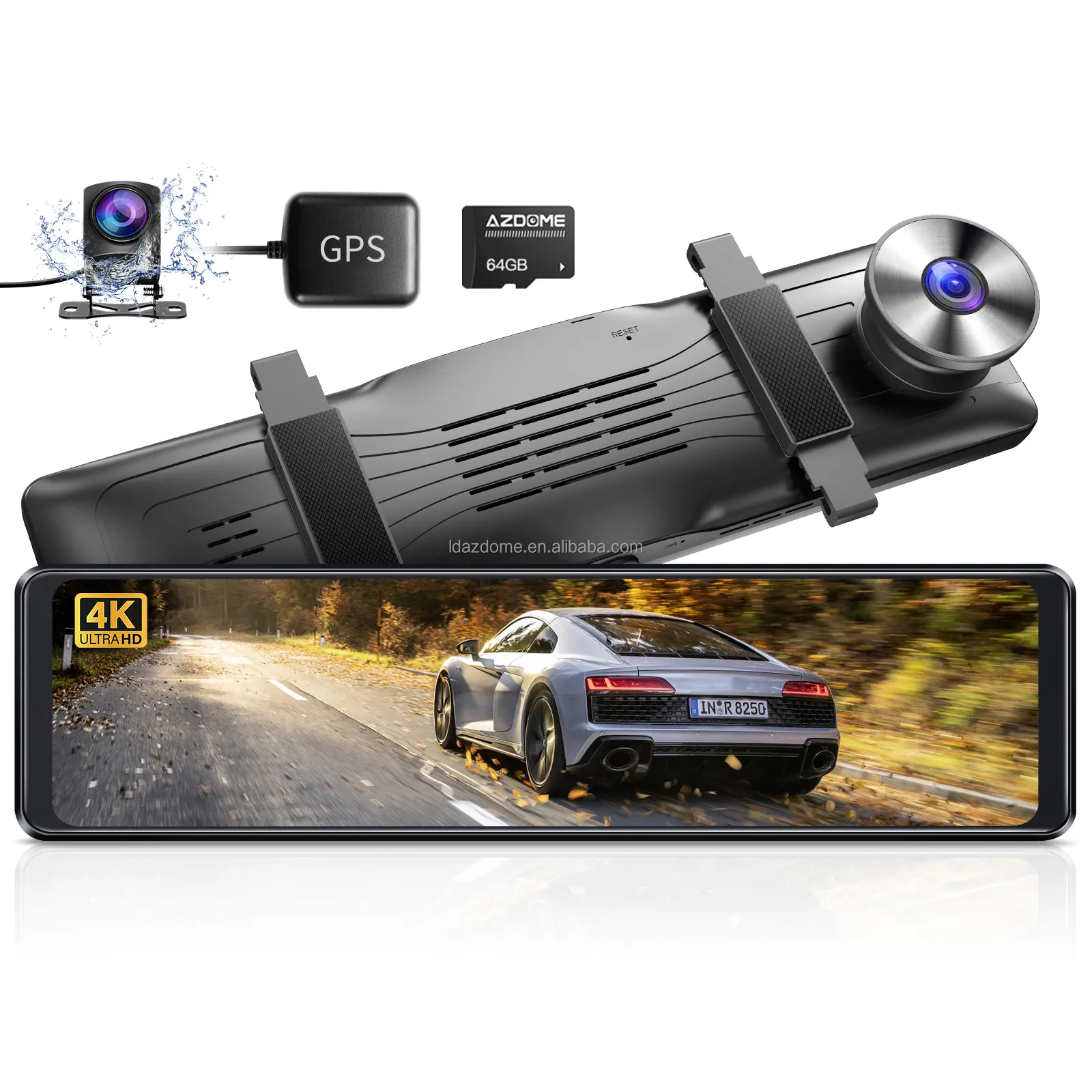 AZDOME PG19X 4K Touch Screen Stream Media Car DVR Cam Dual Lens Rear View Mirror Auto Dashcam Video Recorder Car Dash Camera