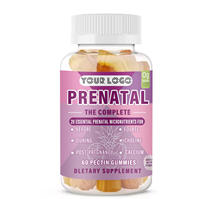 Complément alimentaire naturel en vitamines et minéraux, bonbons gélifiés prénatals avec acide folique et DHA, soutien énergétique pour enfants et adultes, flacon de 60 unités