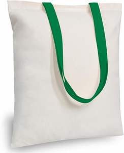 Sac à provisions fourre-tout en toile de coton réutilisable à long manche pour un usage quotidien et un cadeau publicitaire - Product Image 4