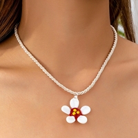 Collier ras du cou pour femme, style estival, avec pendentif fleur en verre, motif bouddhiste, élément 2026, frais, mignon et doux
