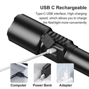 Cao Lumens Đèn lồng liinterna điện kỹ thuật số hiển thị Telescopic Zoom sạc <span class=keywords><strong>LED</strong></span> <span class=keywords><strong>Torch</strong></span> ánh sáng đèn pin chiến thuật - Product Image 2