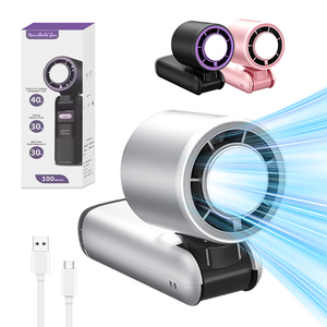 Ventilateur portable turbo réglable à 100 niveaux avec logo personnalisé, affichage LED, refroidissement semi-conducteur, batterie 2400 mAh, mini ventilateur de poche - Product Image 1