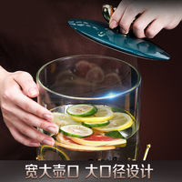 Seau de boisson froide de jus en verre à haute teneur en borosilicate avec robinet seau de brassage de vin blanc résistant aux hautes températures