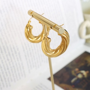 High End Jewelry Stainless Steel Ear <b>Clip</b> Earring Gold Plated Hoop Earring - Product Image 4