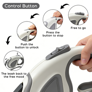 Correa Ajustable de Nailon de 5 Metros para Mascotas, Arnés para Perros con Patrón Sólido, Correa Retráctil Automática - Product Image 5