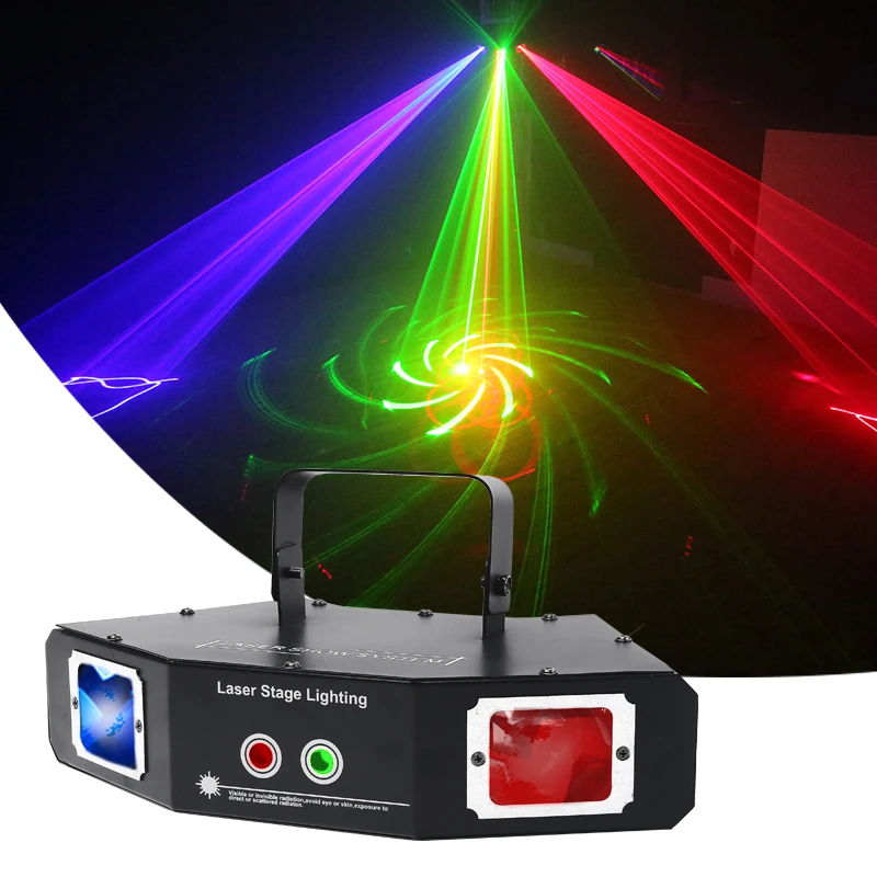 Luzes de palco laser programáveis rgb, barato, 4 lentes, luz estroboscópica, controle de som para casa, festa, dmx, clube, laser