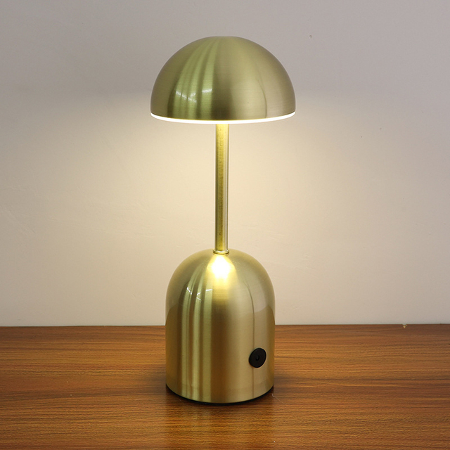 Modern Gold Mushroom LED Rechargeable Table Lamp Cordless Touch Sensor Dimmable Bedside Desk Light for Bar Restaurant