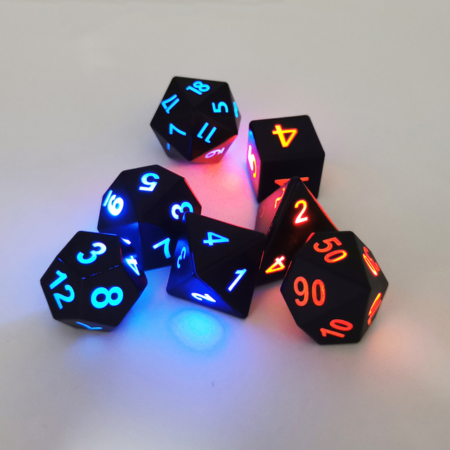 Custom Polyhedral Black 19mm Casino Dice Lot Dungeons and Dragons Rpg Dnd Game Flashing Electronic Light up D6 D% Led Dice Set