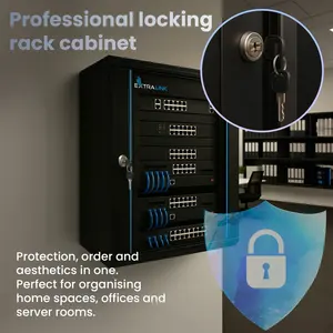 Extralink 12U 600x450 Black Wall-Mounted Rackmount <b>Network</b> <b>Cabinet</b> - Product Image 3