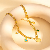 Collier superposé en acier inoxydable plaqué or 18 carats avec pendentif émeraude vert, breloque étoile et chaîne de pull pour femme