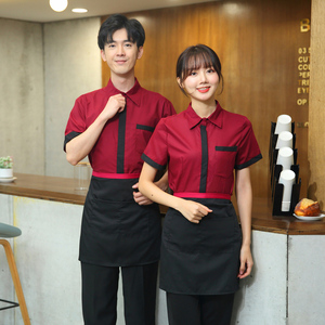 Uniforme <span class=keywords><strong>de</strong></span> travail personnalisé d'usine, chemise à manches courtes à revers, style couple, uniforme d'employé, costume uni, vêtements <span class=keywords><strong>de</strong></span> travail pour bar aquatique, café - Product Image 3