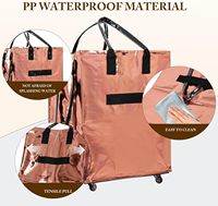 Bolsas de Compras Reutilizables de Material PE, Estilo Americano, con Ruedas, Plegables, con Asa y Ruedas en la Parte Inferior, para Viajes, Lavandería y Picnic
