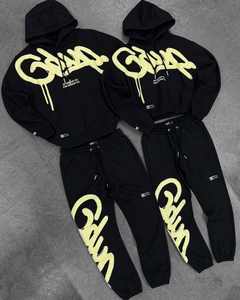 Ropa de hombre de alta calidad 100% algodón GEEDUP sudadera pantalones conjunto Casual pantalones de chándal holgados para hombres y mujeres carta con capucha - Product Image 3