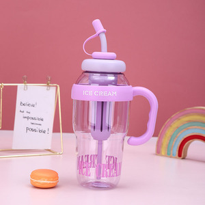 高価値C33大容量使い捨て茶用プラスチックカップ、キャンプ用ストロー付き、女の子向け香り付きアイスキャップ付き、直接飲めるタイプ - Product Image 5