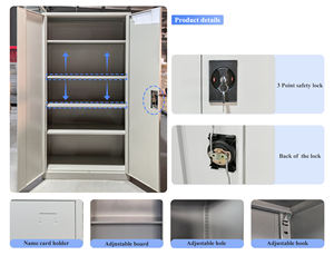 ארון פלדה רב תכליתי הניתן לנעילה: אחסון וארגון מאובטחים עם דלת זכוכית ומדפים מתכווננים - Product Image 4