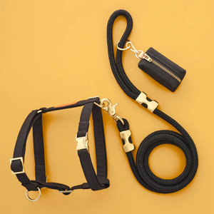 High End Dog Harness berjalan Set termasuk kenyamanan kapas Fit Harness tahan lama bulat tali nilon dan nyaman kotoran tas Carrier - Product Image 3
