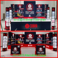 Stand d'exposition 20x20 pour salon professionnel, en aluminium, avec étagère de rangement SEG, vitrine en acrylique