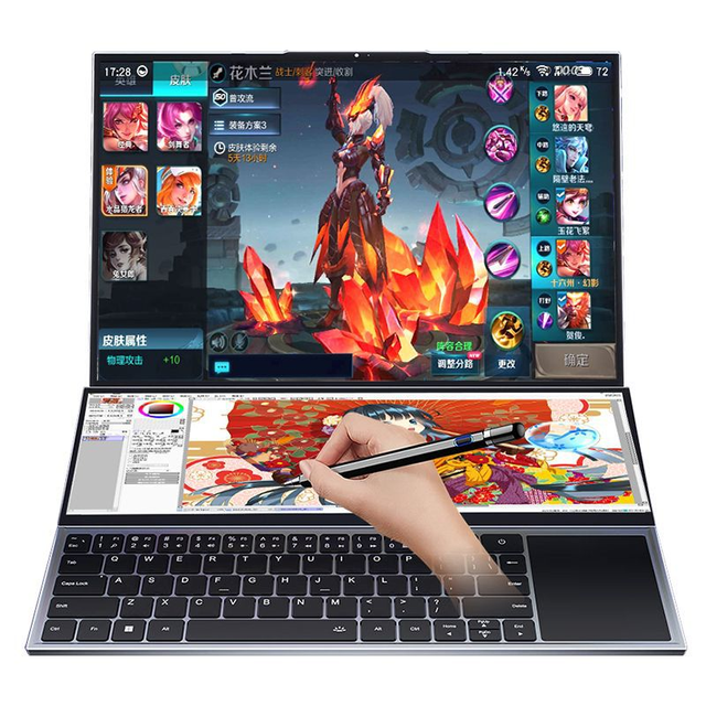 16-inch Dual-screen Laptop 16gb DDR4 1TB SSD Touch Screen 1920x1200backlit Keyboard Keyboard Win11 Black Laptop
