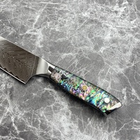 Couteau de Chef Professionnel 8 Pouces en Acier VG-10 Japonais Damas avec Manche en Résine et Coquille d'Ormeau Véritable pour Découper les Fruits