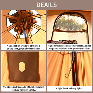 <span class=keywords><strong>Tente</strong></span> de glamping en coton Oxford haut de gamme, <span class=keywords><strong>4</strong></span> saisons, grande <span class=keywords><strong>tente</strong></span> familiale de luxe à triple couche, imperméable, pour le camping en plein air - Product Image 5