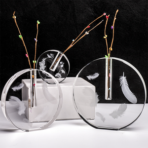 Jarrón de cristal redondo moderno <span class=keywords><strong>con</strong></span> diseño de <span class=keywords><strong>plumas</strong></span> para celebraciones de aniversario - Product Image 2