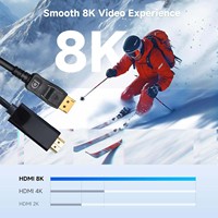 Câble DisplayPort 1.4 vers HDMI 2.1 8K60Hz 4K120Hz DP vers HDMI Mâle vers Mâle pour Moniteur d'Ordinateur Projecteur