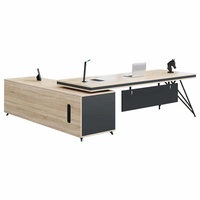 Set Scrivania Direzionale Moderna Minimalista con Sedia, Scrivania Grande per Sala Riunioni, Tavolo Laterale Personalizzabile in MDF