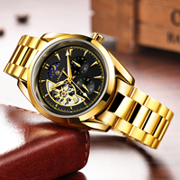 Montre Automatique Hommes Luxe En Vrac En Gros Hommes Logo Personnalisé 3Atm Résistant À L'eau Squelette Montre Mouvement Automatique