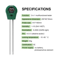 Humidomètre de sol 3 en 1, outil de mesure de PH, détecteur d'humidité du sol, hygromètre, sonde d'arrosage, test de jardinage