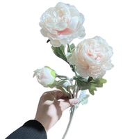 Bunga Krisan Beludru Fleece 3 Kepala Berkualitas Tinggi 'Seribu Pose' Bunga Peony Buatan Gaya Eropa untuk Rumah