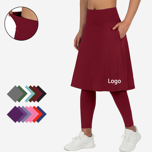 Herstellerprodukt: Luxuriöse Damen-Leggings mit Hoher Taille, 2-in-1, 9/10-Länge, mit Fünfteiligem Rock, Übergröße, für Fitness und Tennis, Dezenter Rock mit Tasche - Product Image 1