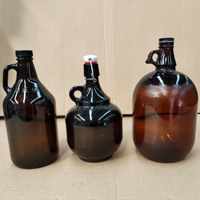 Conteneurs à vin ambrés d'un gallon (4 litres), bocaux à vin de Californie, growler en verre pour bière, bouteille à liqueur de grande capacité avec une poignée