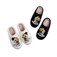 Chaussons en peluche brodés Clown d'horreur pour Halloween et Noël, antidérapants, chauds et confortables pour hommes et femmes