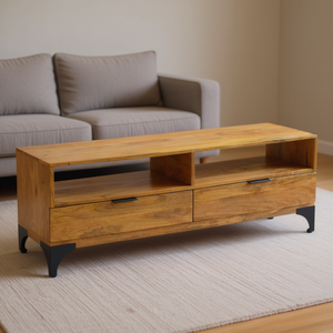 Mobile TV in Legno di Mango 47.2x13.8x17.7 Pollici, Design Rettangolare, Arredamento Moderno per Soggiorno - Product Image 2