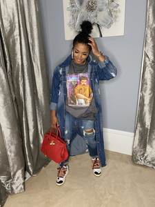 เสื้อโค้ทยีนส์ตัวยาวสำหรับผู้หญิง,สินค้าใหม่ปี2022เสื้อโค้ทแฟชั่นผ้าเดนิมมีรูเซ็กซี่เสื้อคลุมยีนส์เสื้อโค้ทแขนยาวทรงหลวมสำหรับผู้หญิง <span class=keywords><strong>Ddlg</strong></span> - Product Image 5