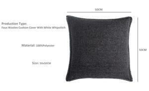 Vente flash : Coussins décoratifs de grande taille, en polyester doux, matelassés, carrés, avec surpiqûres blanches - Product Image 2