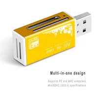 Lector de Tarjetas USB 4 en 1 de Aleación con Soporte para SD/TF/M2/MS/Pro/Duo/MMC/SDHC e Indicador LED