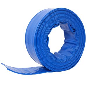 สายยางรีฟลักซ์สำหรับสระว่ายน้ำ PVC เสริมแรงสีน้ำเงิน ขนาด 1-1/2 นิ้ว แบน 2.6 นิ้ว กว้าง 50 ฟุต สำหรับงานหนัก ใช้ได้กับสวนและสระว่ายน้ำ - Product Image 5